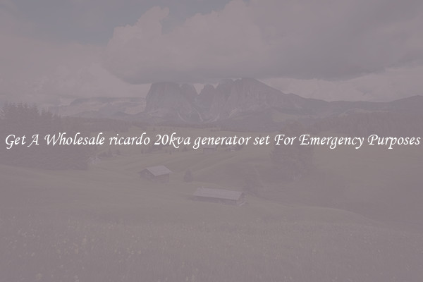 Get A Wholesale ricardo 20kva generator set For Emergency Purposes